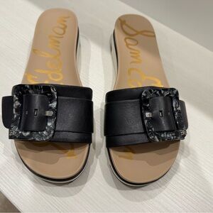 Sam Edelman Black Slide Sandals with Buckle